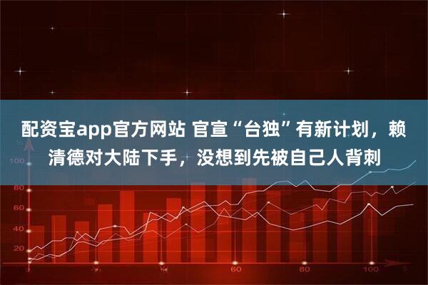 配资宝app官方网站 官宣“台独”有新计划，赖清德对大陆下手，没想到先被自己人背刺